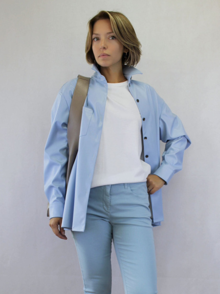 рубашка из экокожи moretti 017 голубой