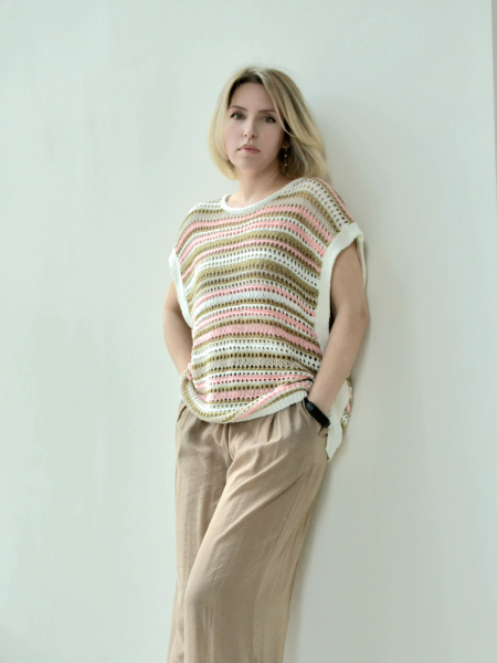 джемпер женский broadway nyc fashion 55002284 pale rosette striped